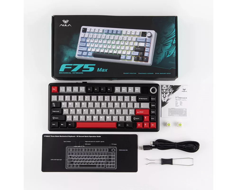 Клавиатура Aula геймърска механична клавиатура Wireless Gaming Mechanical Keyboard F75 MAX - Reaper Switch [Linear] 16