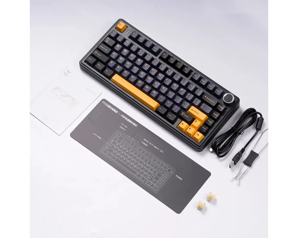 Клавиатура Aula геймърска механична клавиатура Wireless Gaming Mechanical Keyboard F75 Thunder Black - Reaper Switch [Linear] 15