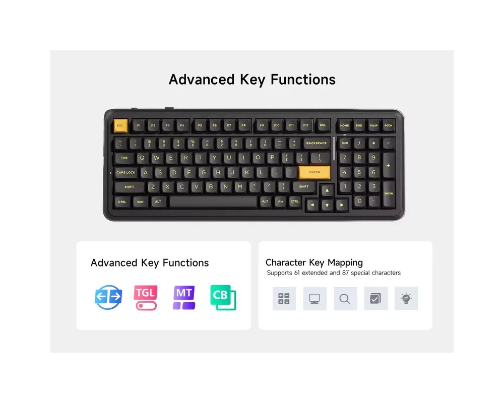 Клавиатура MCHOSE геймърска механична клавиатура Wireless Gaming Mechanical Keyboard MC-K99 V3 - Icy Creamsicle Switch [Linear] 6