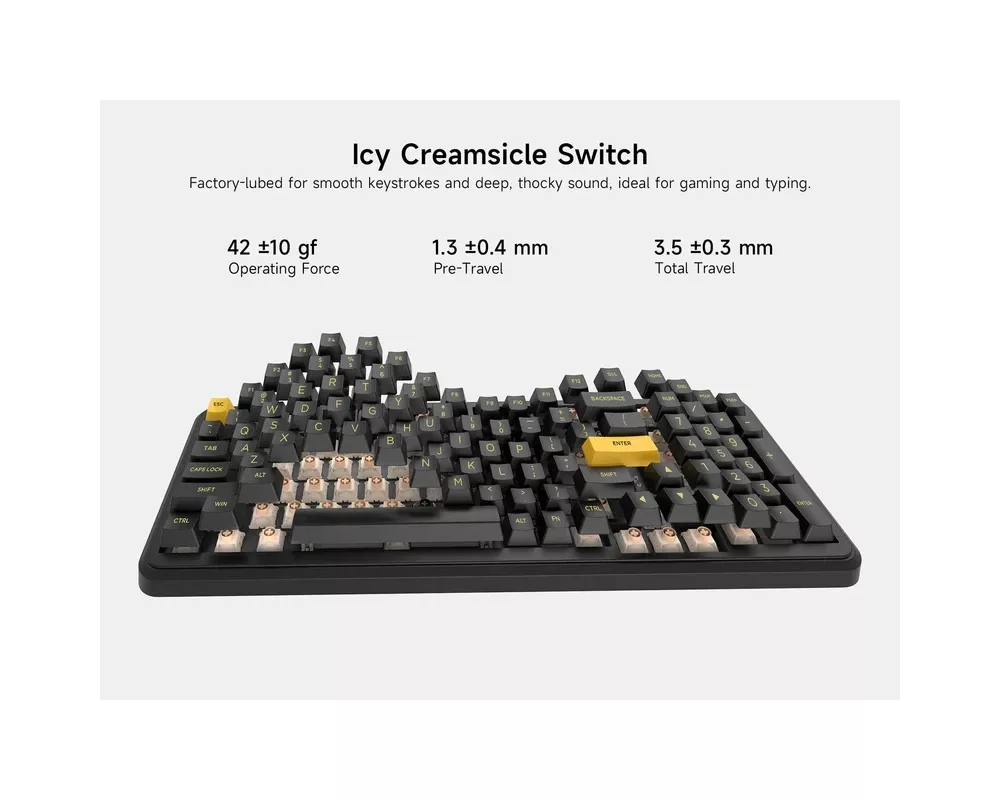 Клавиатура MCHOSE геймърска механична клавиатура Wireless Gaming Mechanical Keyboard MC-K99 V3 - Icy Creamsicle Switch [Linear] 3