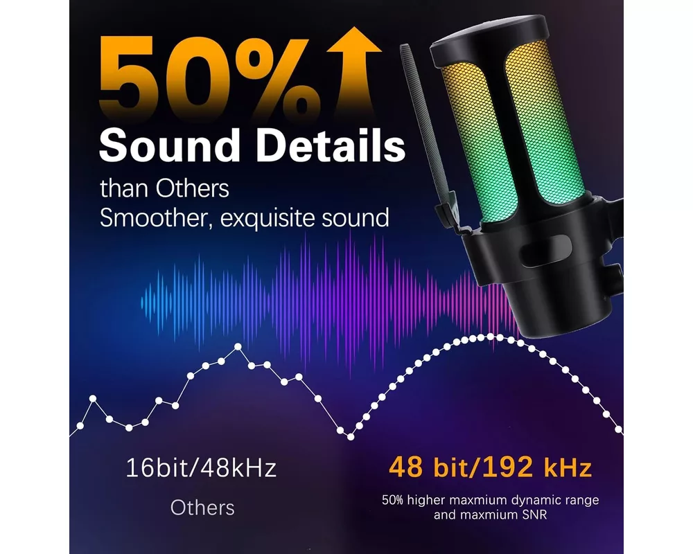 Микрофон VCom Геймърски Gaming USB Microphone - VCOM-M902 Black - USB 7