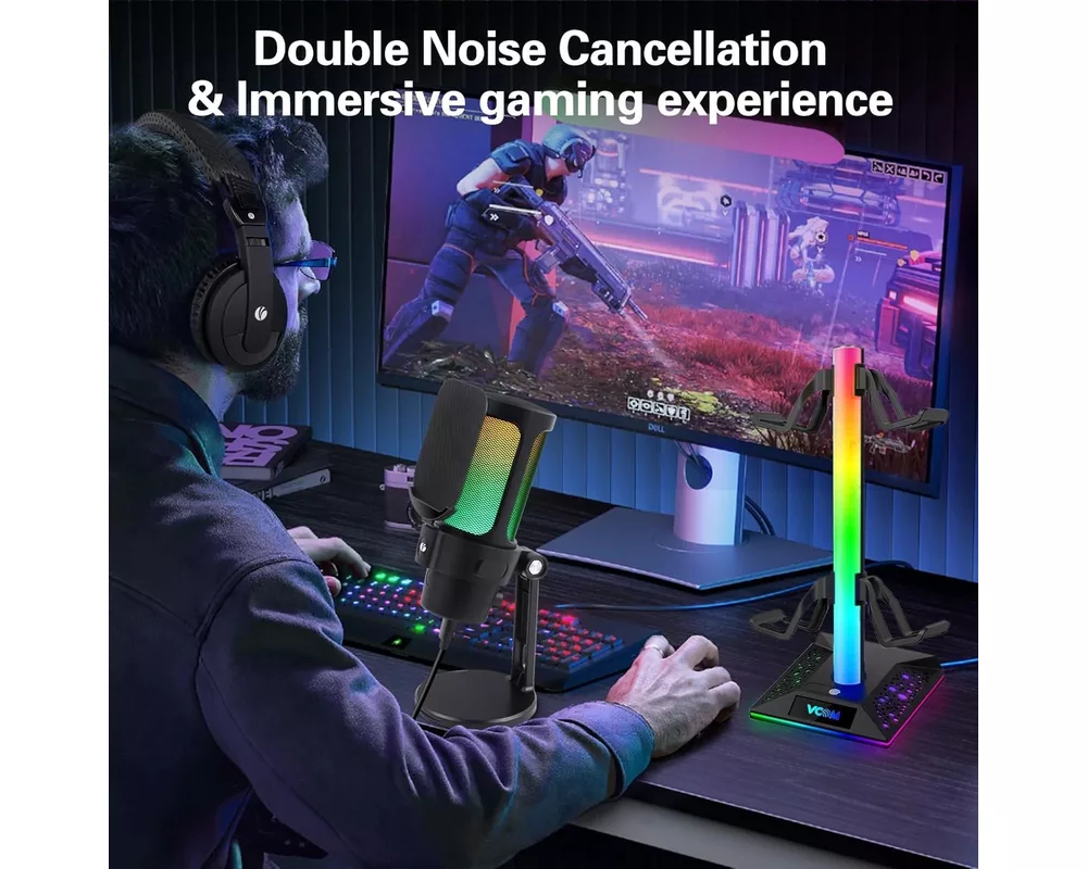 Микрофон VCom Геймърски Gaming USB Microphone - VCOM-M902 Black - USB 8