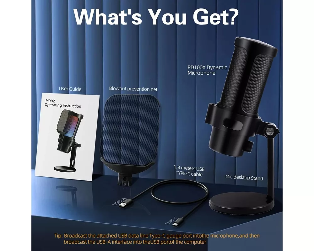 Микрофон VCom Геймърски Gaming USB Microphone - VCOM-M902 Black - USB 11