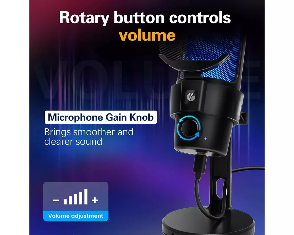 Микрофон VCom Геймърски Gaming USB Microphone - VCOM-M902 Black - USB 10