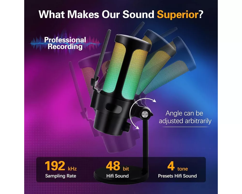 Микрофон VCom Геймърски Gaming USB Microphone - VCOM-M902 Black - USB 14