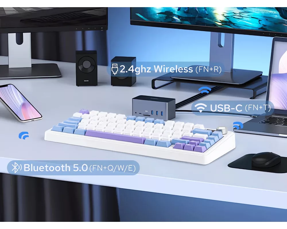 Клавиатура Aula геймърска механична клавиатура Wireless Gaming Mechanical Keyboard F75 MAX - Reaper Switch [Linear] 14