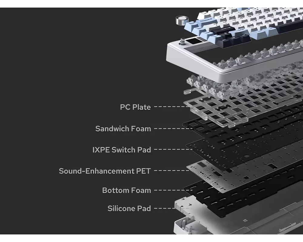 Клавиатура Aula геймърска механична клавиатура Wireless Gaming Mechanical Keyboard F75 MAX - Reaper Switch [Linear] 12