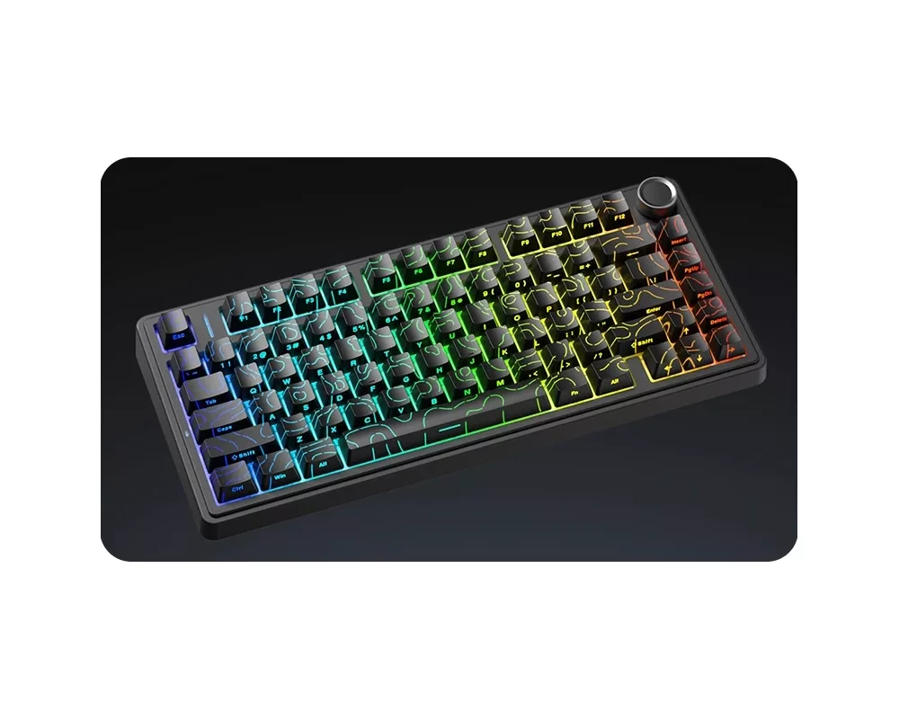 Клавиатура Aula геймърска механична клавиатура Wireless Gaming Mechanical Keyboard F75HE - Black King Magnetic Switch [Linear] 6