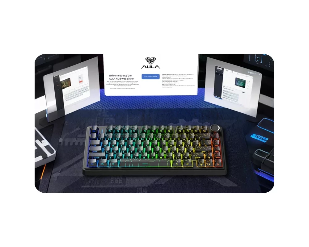 Клавиатура Aula геймърска механична клавиатура Wireless Gaming Mechanical Keyboard F75HE - Black King Magnetic Switch [Linear] 2