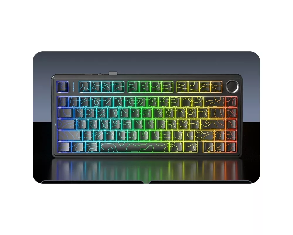 Клавиатура Aula геймърска механична клавиатура Wireless Gaming Mechanical Keyboard F75HE - Black King Magnetic Switch [Linear] 7