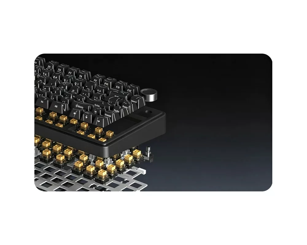 Клавиатура Aula геймърска механична клавиатура Wireless Gaming Mechanical Keyboard F75HE - Black King Magnetic Switch [Linear] 4