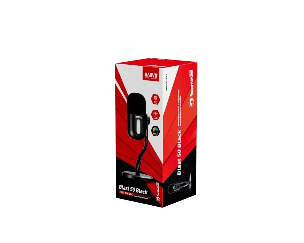 Микрофон Marvo Геймърски Gaming USB Microphone - Blast 50 MIC-08 Black - USB 8