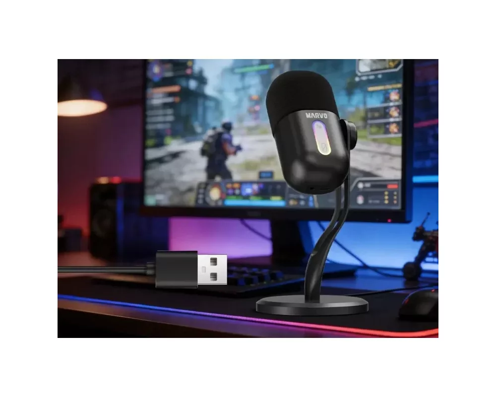 Микрофон Marvo Геймърски Gaming USB Microphone - Blast 50 MIC-08 Black - USB 12