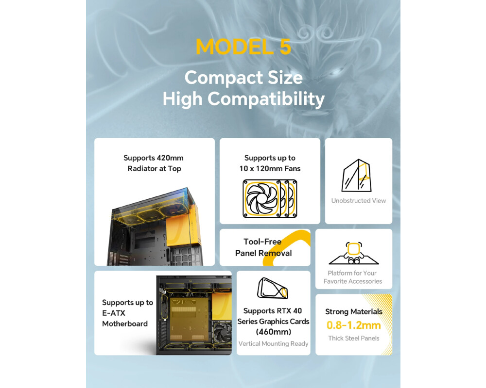 Кутия Geometric Future EATX - Model 5 Black/Ye... 6 Кутия Geometric Future EATX - Model 5 Black/Ye... 6