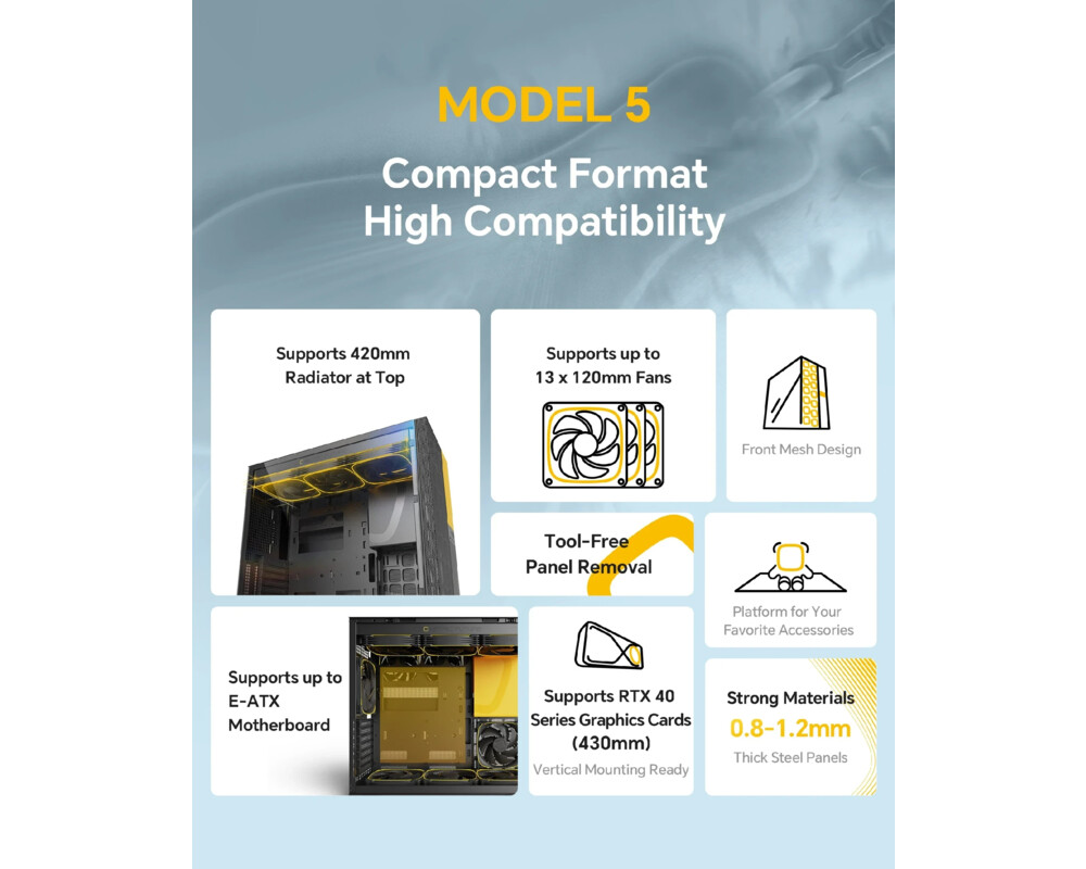 Кутия Geometric Future EATX - Model 5 Vent Bla... 13 Кутия Geometric Future EATX - Model 5 Vent Bla... 13