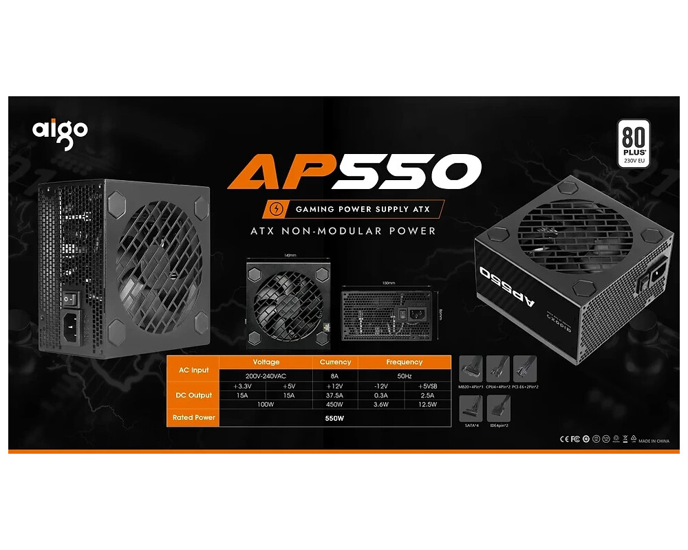 Захранване Aigo 550W - AP550 - 80 Plus White 5 Захранване Aigo 550W - AP550 - 80 Plus White 5