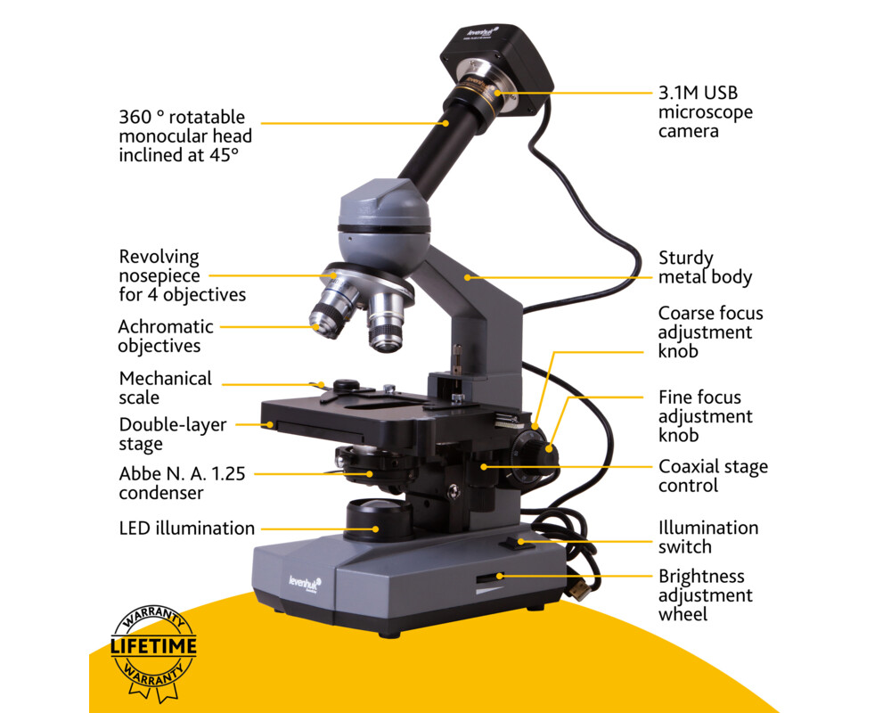 Микроскоп Цифров монокулярен Levenhuk D320L PLUS 3.1M 52