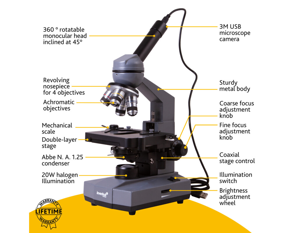 Микроскоп Цифров монокулярен Levenhuk D320L BASE 3M 129