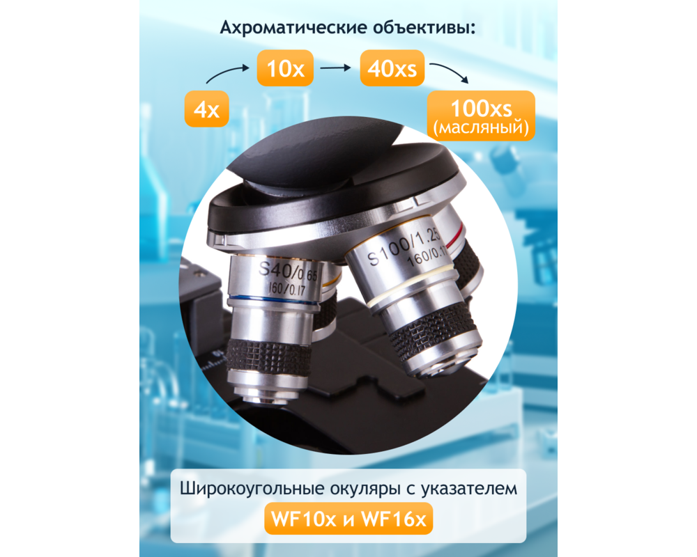 Микроскоп Биологичен монокулярен Levenhuk 320 PLUS 117