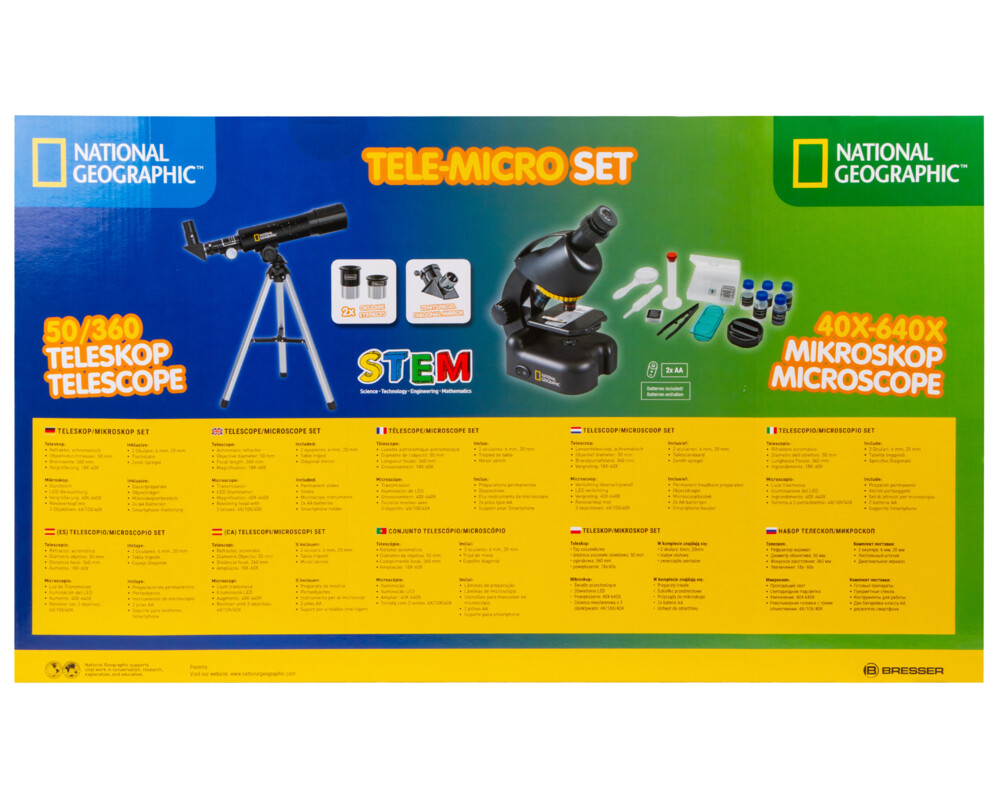 Телескоп Комплект Bresser National Geographic: 50/360 AZ и микроскоп 40x–640x 93