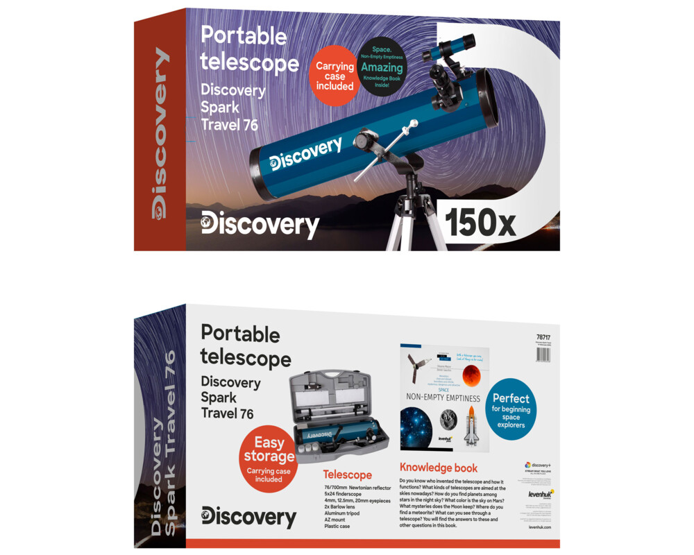 Телескоп Levenhuk Discovery Spark Travel 76 с книга 20