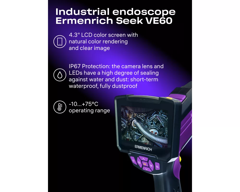 Ендоскоп Индустриален ендоскоп Ermenrich Seek VE60 22