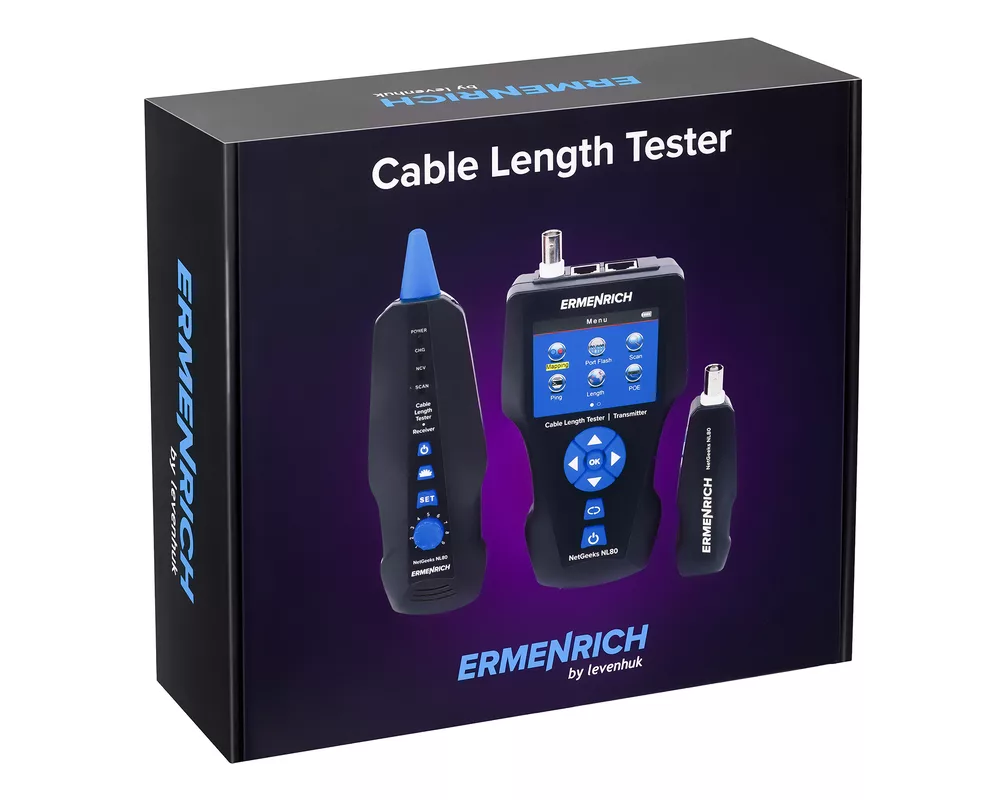 Мрежов инструмент Тестер за дължина на кабели Ermenrich NetGeeks NL80 9