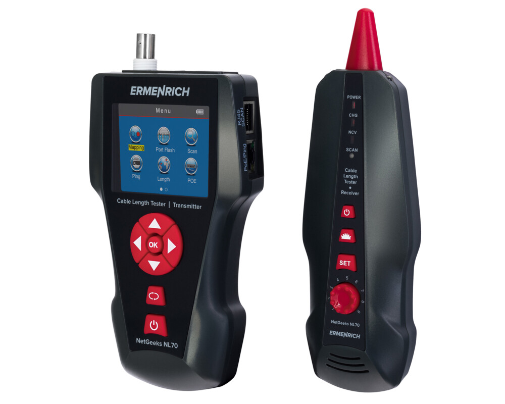 Мрежов инструмент Тестер за дължина на кабели Ermenrich NetGeeks NL70 4