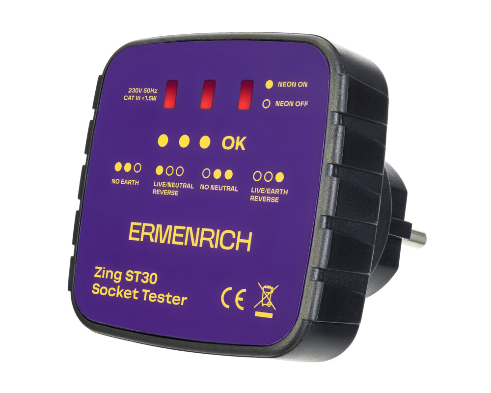 Мултицет Тестер за захранващи контакти Ermenrich Zing ST30 5