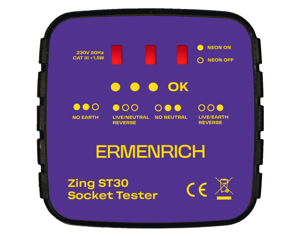 Мултицет Тестер за захранващи контакти Ermenrich Zing ST30 2