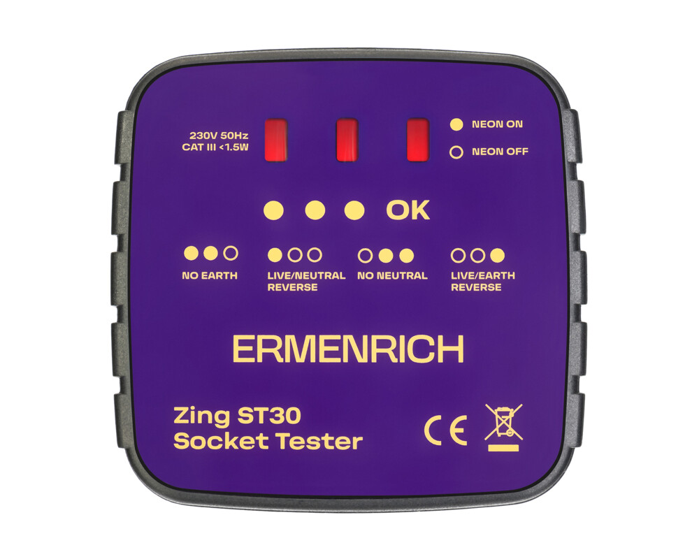 Мултицет Тестер за захранващи контакти Ermenrich Zing ST30 6