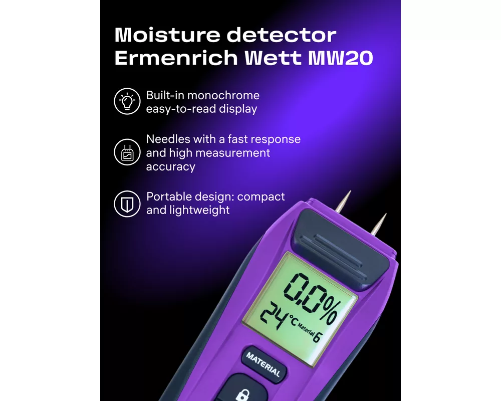 Влагомер Детектор за влага Ermenrich Wett MW20 19