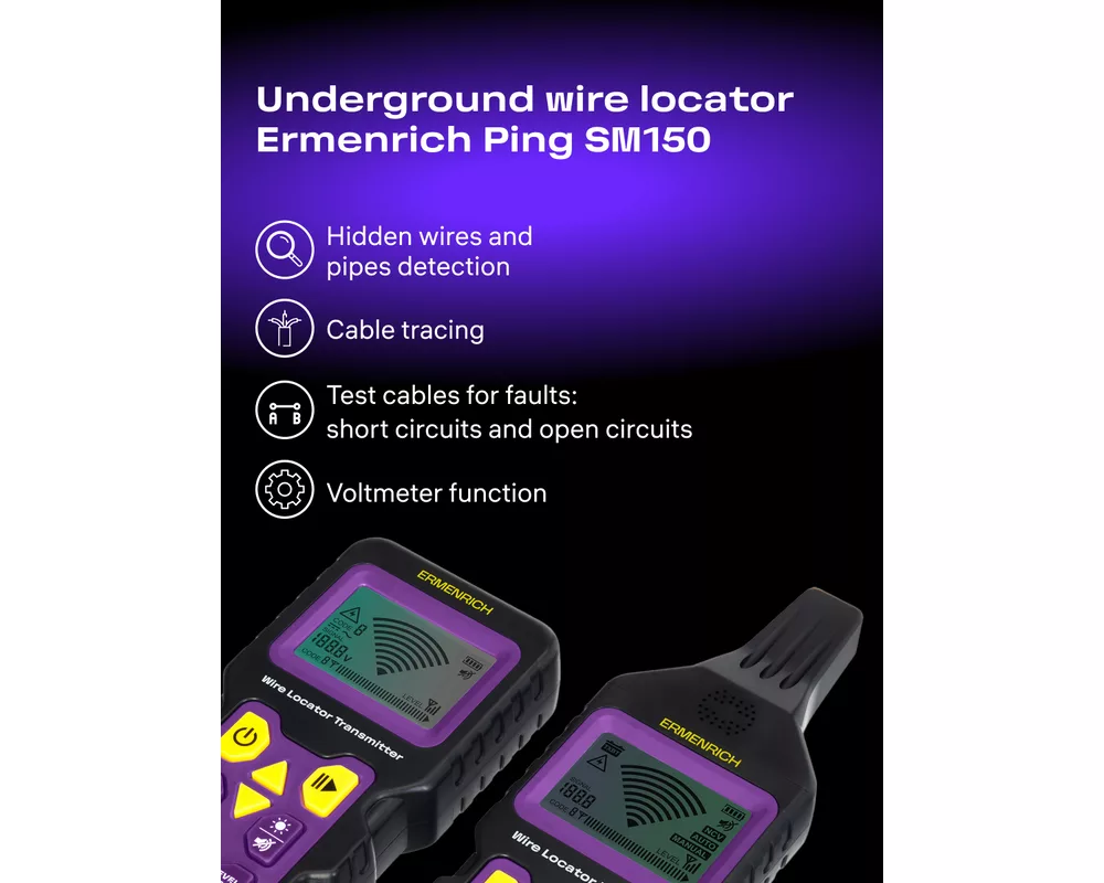 Детектор за издатини Локатор на подземни проводници Ermenrich Ping SM150 12