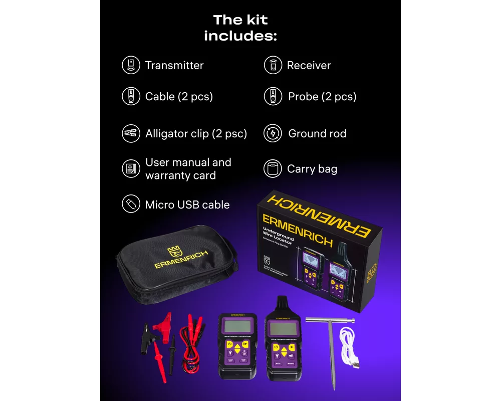 Детектор за издатини Локатор на подземни проводници Ermenrich Ping SM150 15