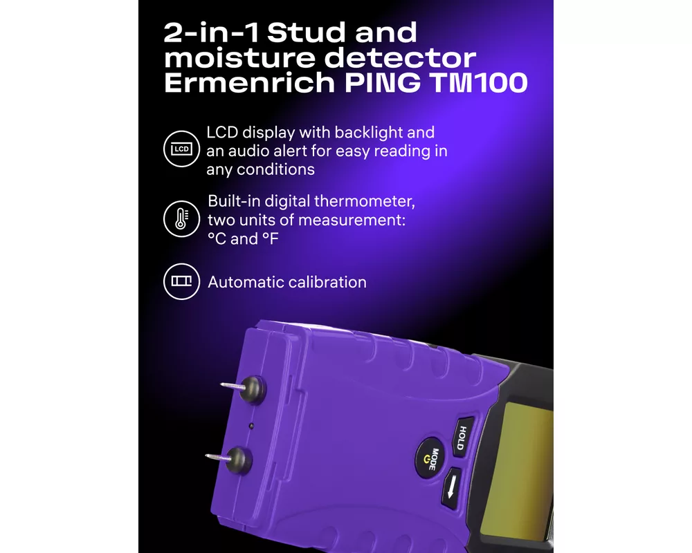 Влагомер Детектор за издатини и влага Ermenrich Ping TM100 2 в 1 3