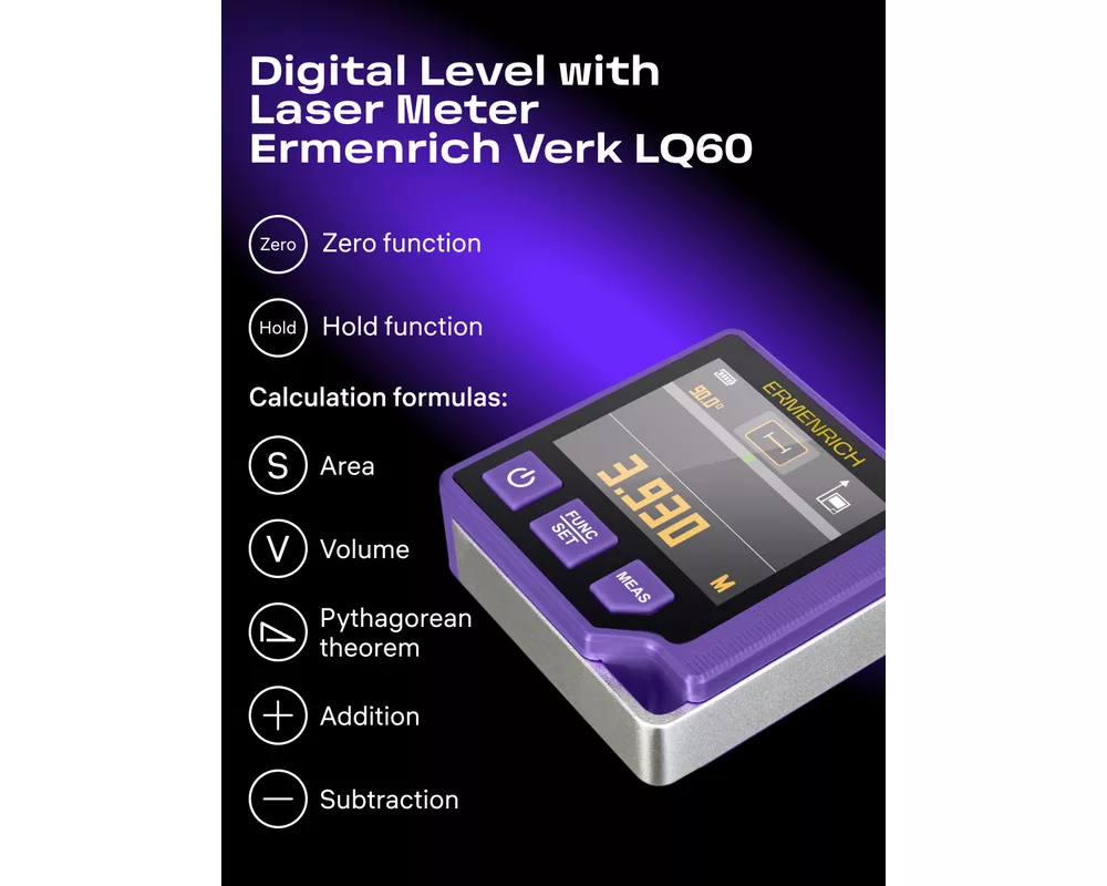 Нивелир Цифров нивелир с лазерен измерител 3 в 1 Ermenrich Verk LQ60 3