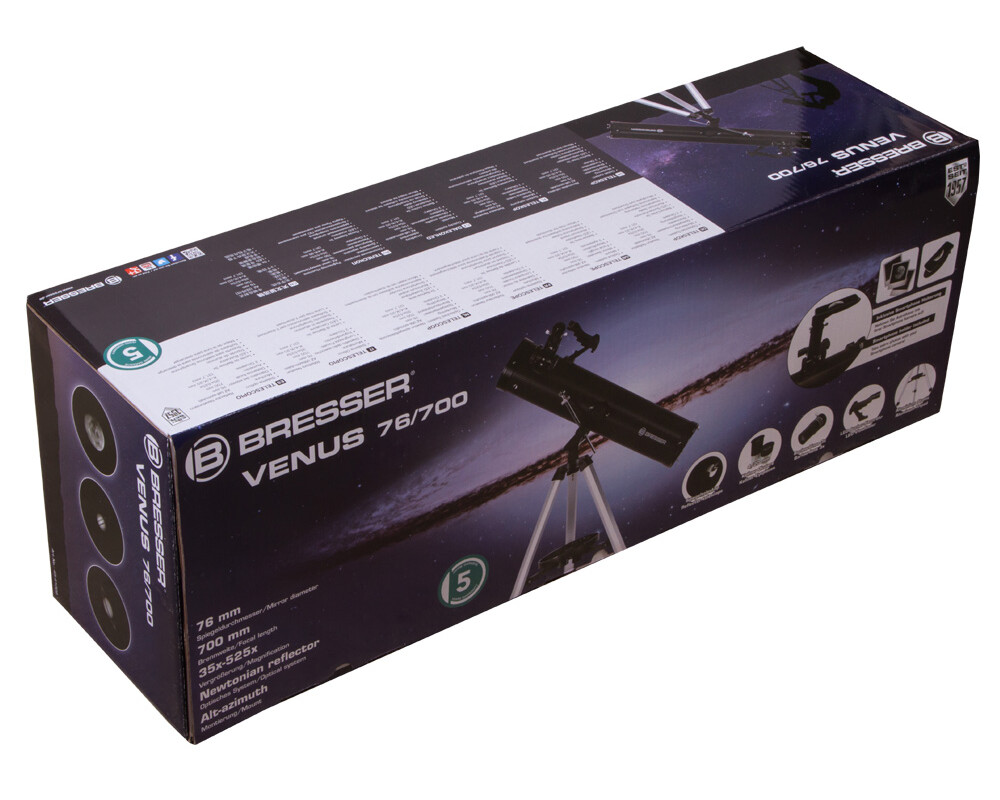 Телескоп Bresser Venus 76/700 с адаптер за смартфон 13