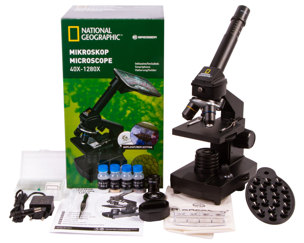 Микроскоп Bresser National Geographic 40x–1280x с адаптер за смартфон 48