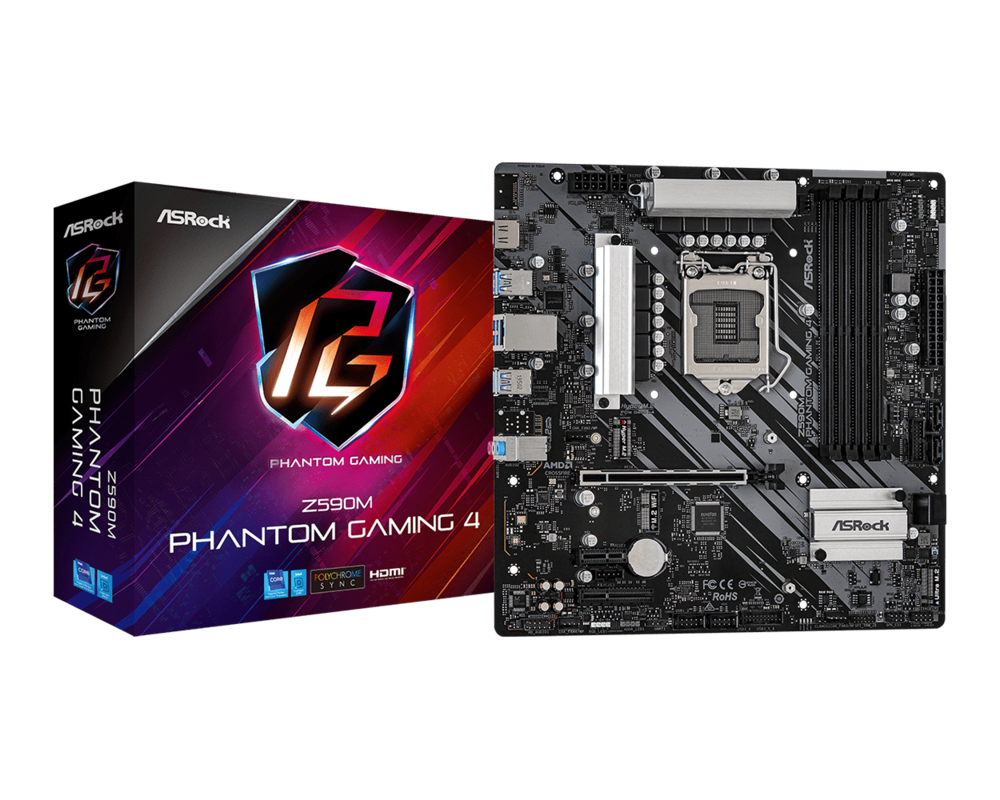 Дънна платка ASROCK Z590M PHANTOM GAMING 4 LGA1200 DDR4 4xSATA 2xM.2 mATX MB 2