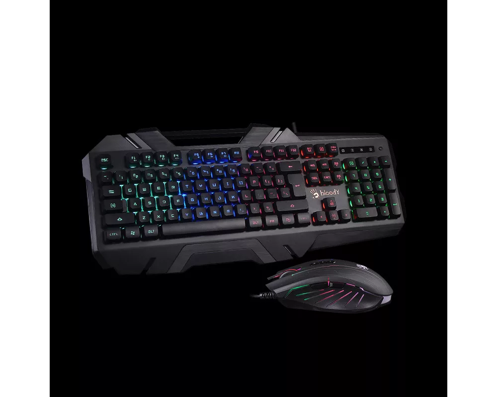 Клавиатура Геймърска клавиатура и мишка A4tech Bloody Illuminate, Подсветка, B150N+N81, Кирилизирана, Черен 4