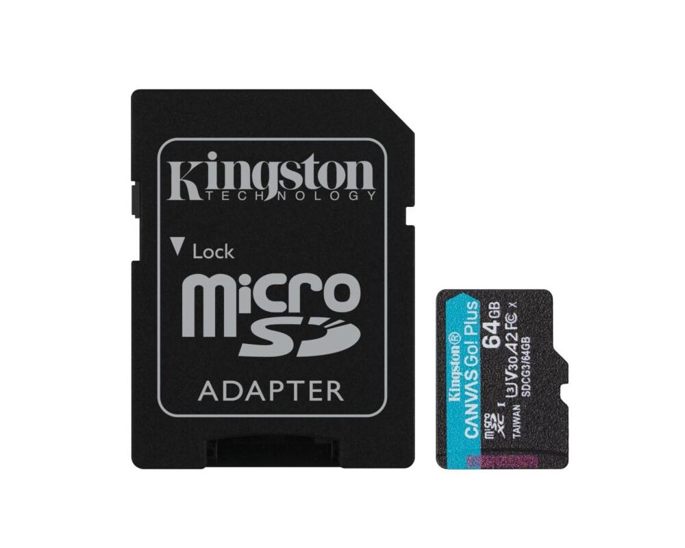Флаш карта KINGSTON 64GB microSDXC Canvas Go Plus 170R A2 U3 V30 Card ADP 5