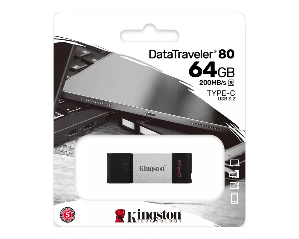 Флаш памет KINGSTON 64GB USB-C 3.2 Gen1 DataTraveler 80 8
