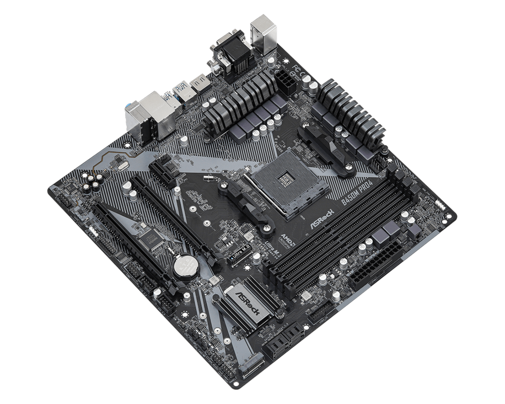 Дънна платка ASROCK B450M PRO4 R2.0 AM4 4xDDR4 4xSATA 1xM.2 mATX 5