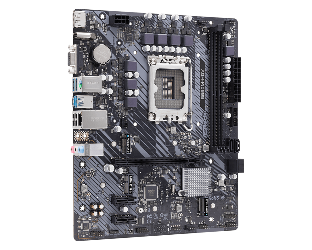 Дънна платка ASRock B660M-HDV, LGA1700, DDR4, mATX 16