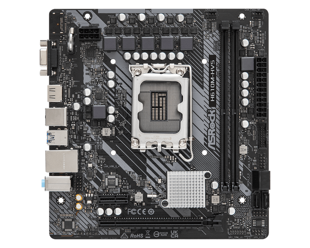 Дънна платка ASROCK H610M-HVS LGA1700 2x DDR4 DIMM HDMI D-Sub 1xPCIe 4.0 x16 1xPCIe 3.0 x1 6