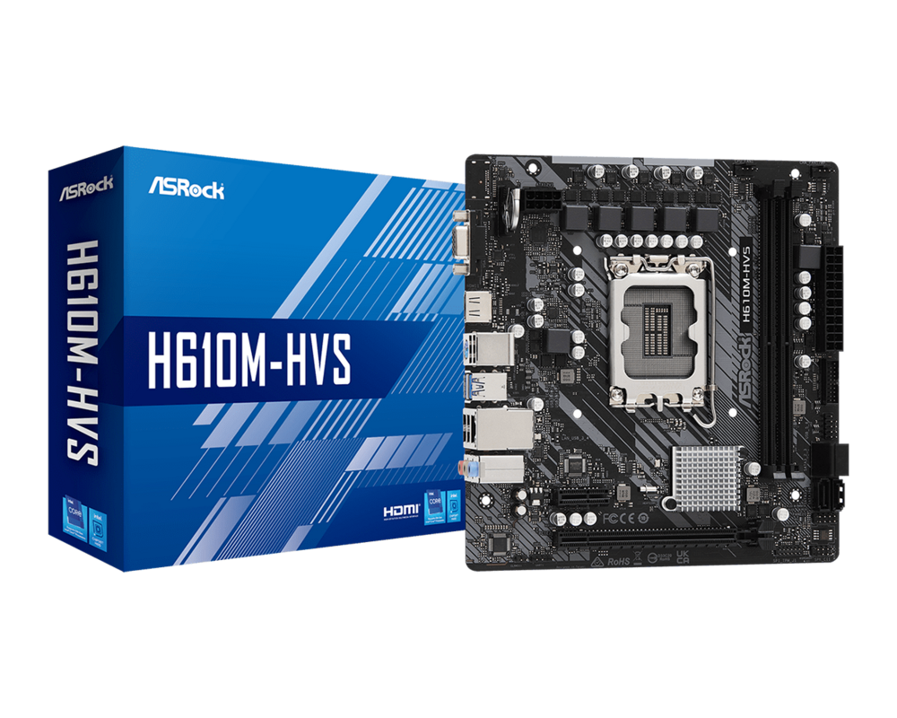 Дънна платка ASROCK H610M-HVS LGA1700 2x DDR4 DIMM HDMI D-Sub 1xPCIe 4.0 x16 1xPCIe 3.0 x1 5