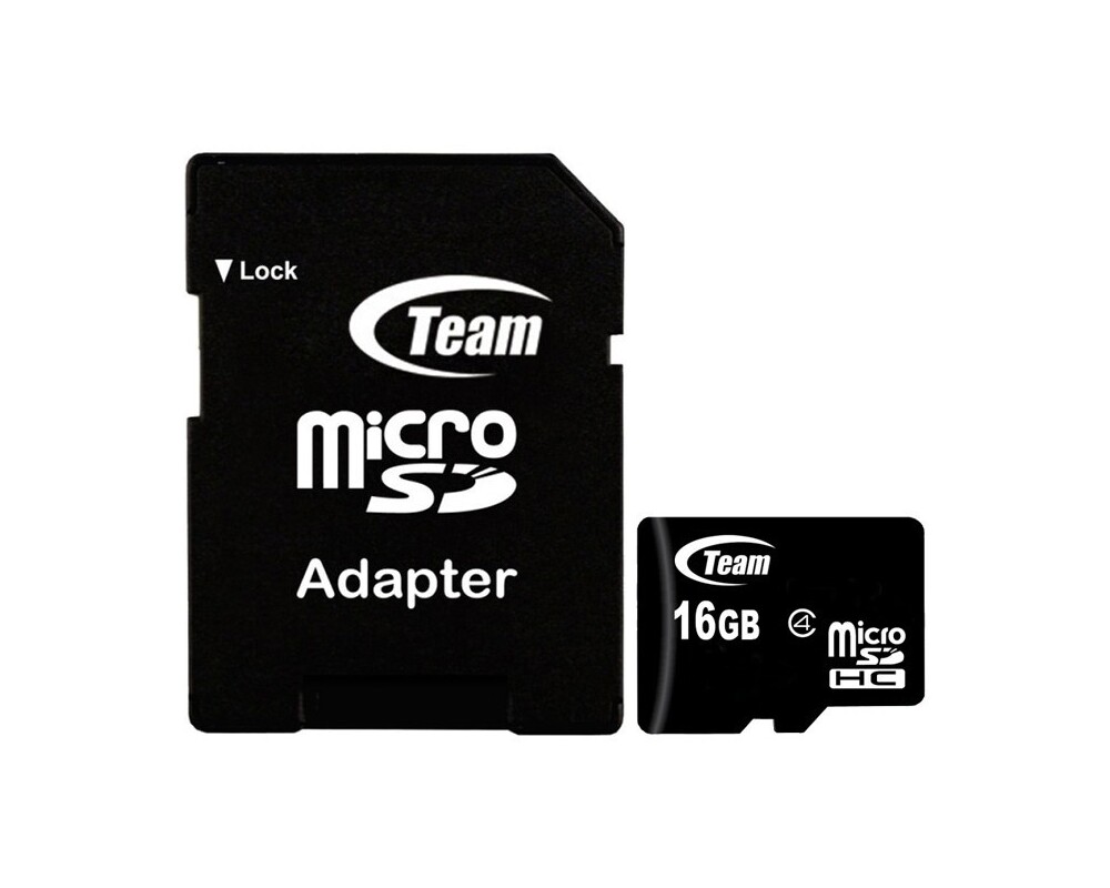 Флаш карта TEAM micro SDHC, 16GB, Class 10 с SD адаптер 2