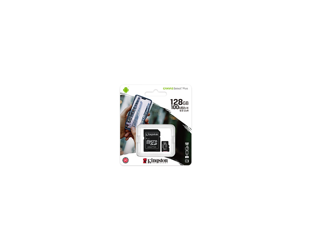 Флаш карта KINGSTON 128GB micSDXC Canvas Select Plus 100R A1 C10 Card ADP 6
