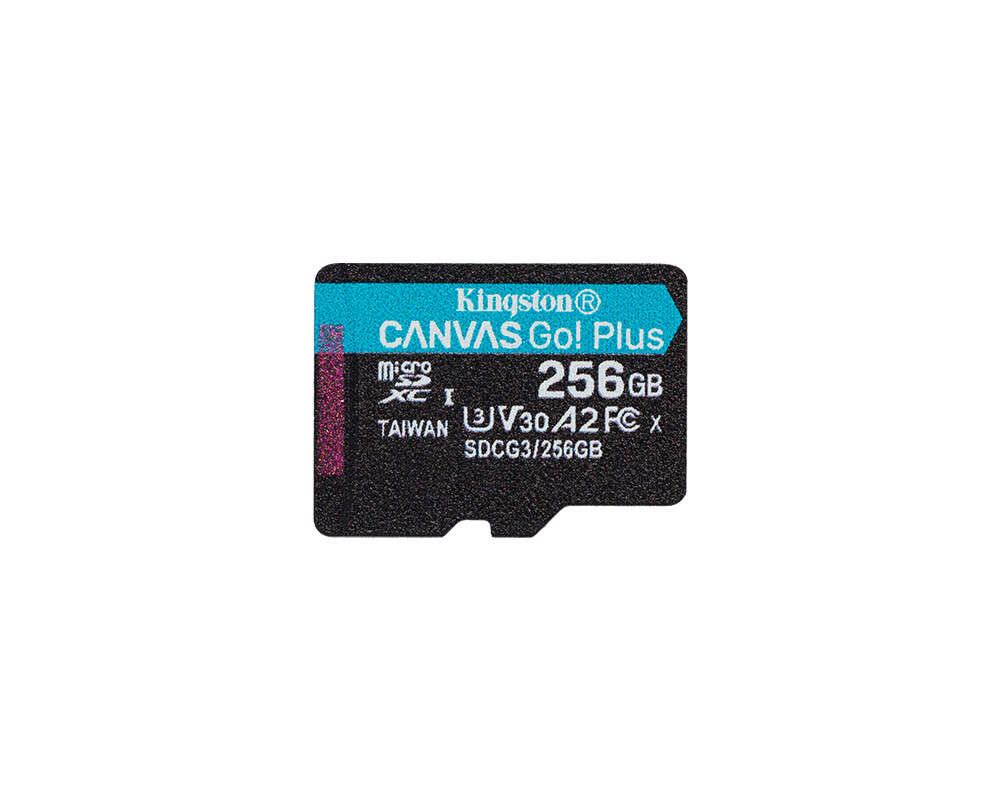 Флаш карта 256 GB Kingston Canvas Go! Plus microSDXC, UHS-I, Class 10, U3, V30, A2, Адаптер 4