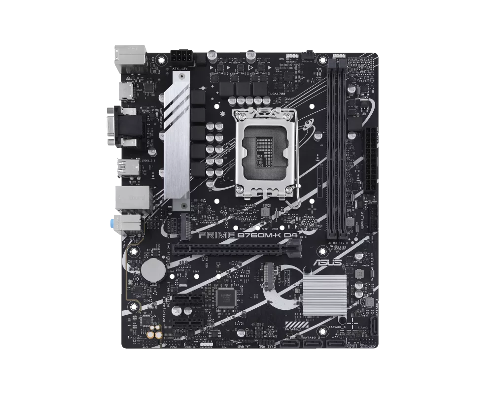 Дънна платка ASUS PRIME B760M-K D4, LGA 1700, mATX, 2xDDR4, 2xM.2 Gen4 2